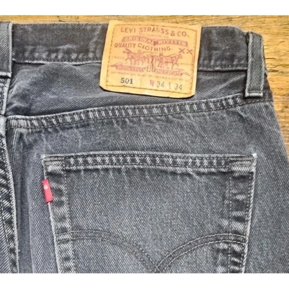 Vintage Levis 501 Faded Black Jeans USA Made Button Fly Size 34x34